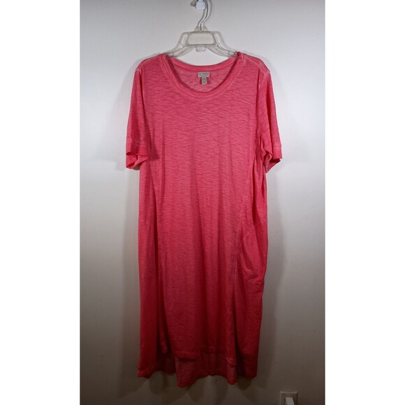 Logo Lori Goldstein Lightweight Lagenlook Modal Pockets Pink Dress Plus Size 1X - Picture 1 of 9